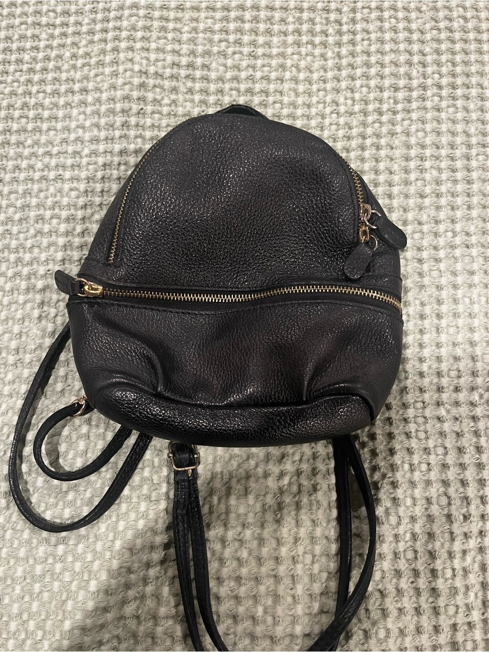 Mini Black Leather Backpack